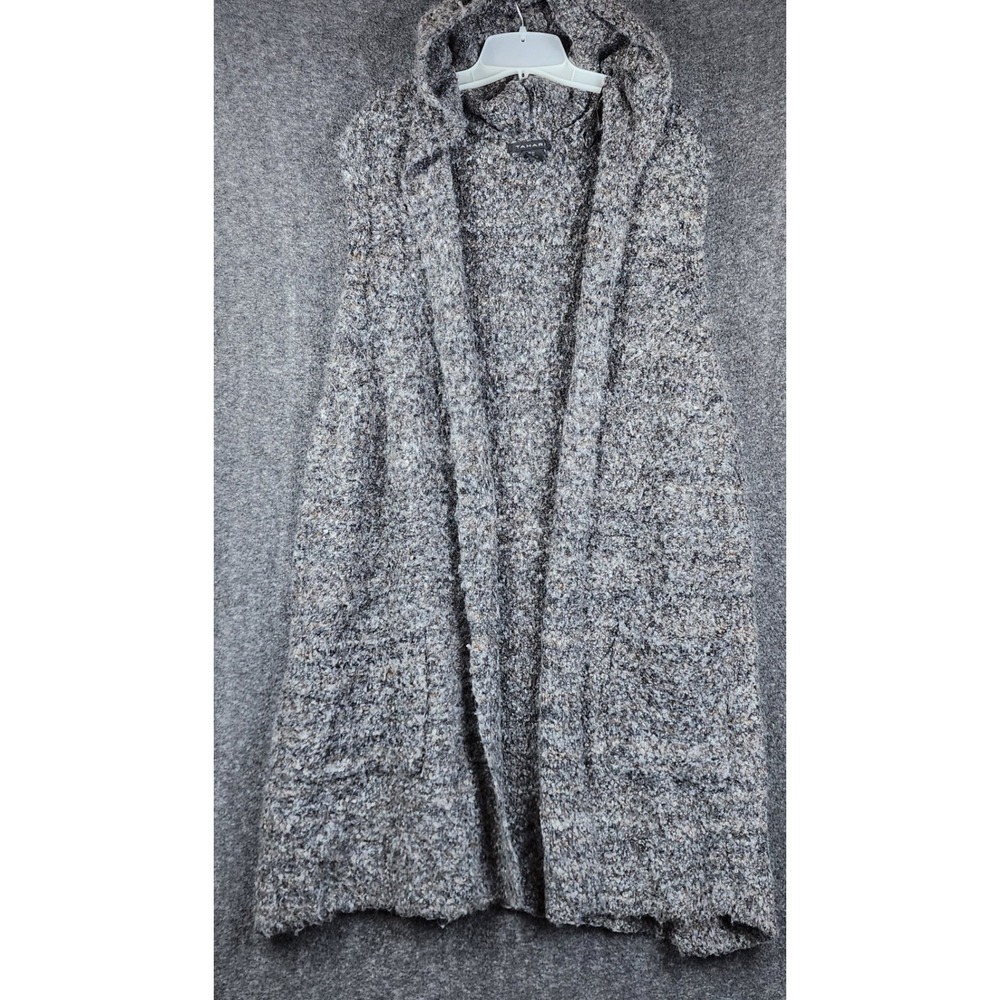 Tahari Hooded Vest Womens 3X Marled Longline Boucle Knit Open Front Cardigan‎